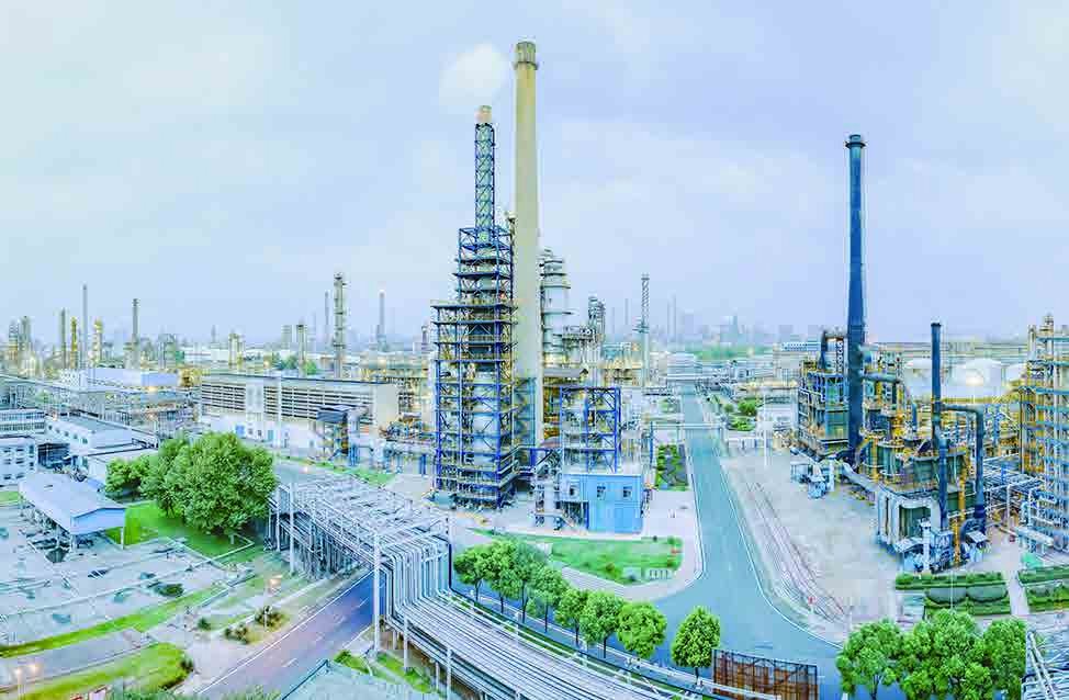 Petrochemical plant workspace monitored by industrial safety systems