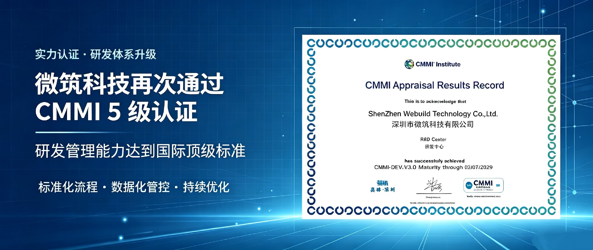 喜讯｜微筑科技再次通过CMMI5级评估